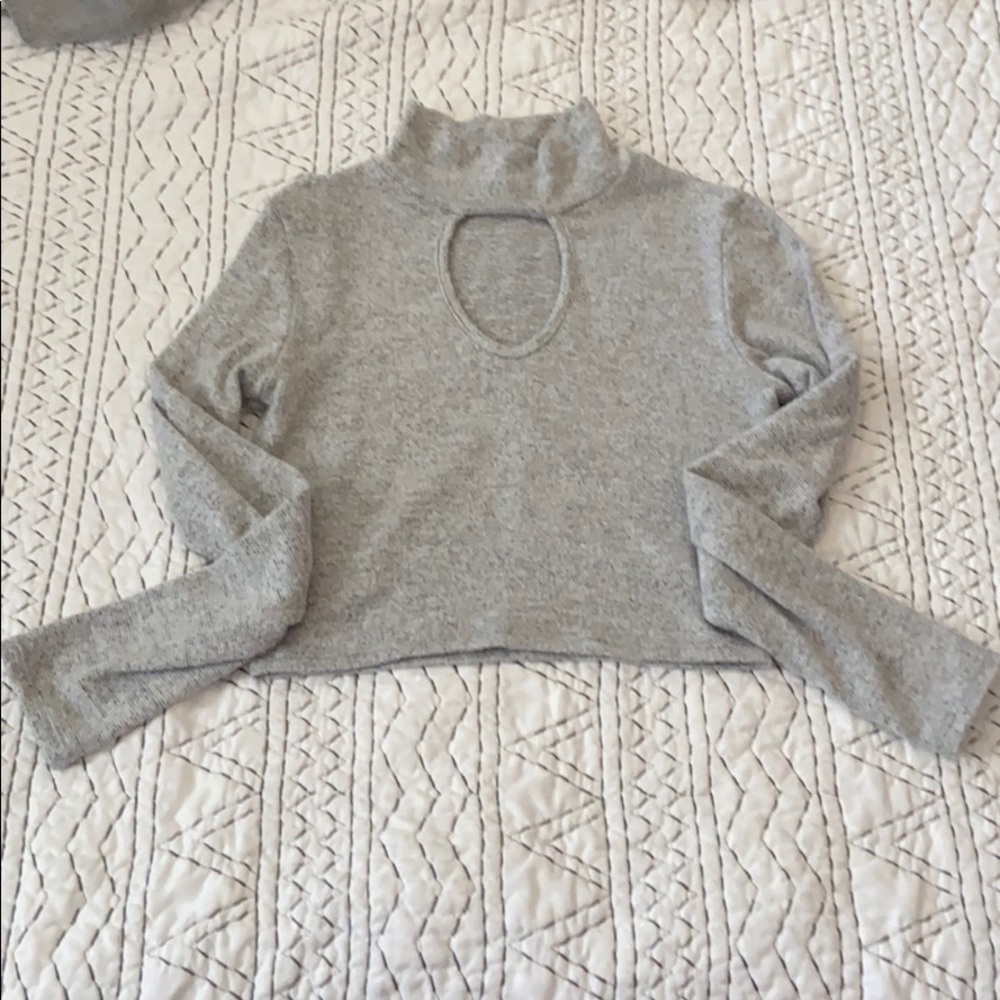 Super soft heather gray cropped sweater.